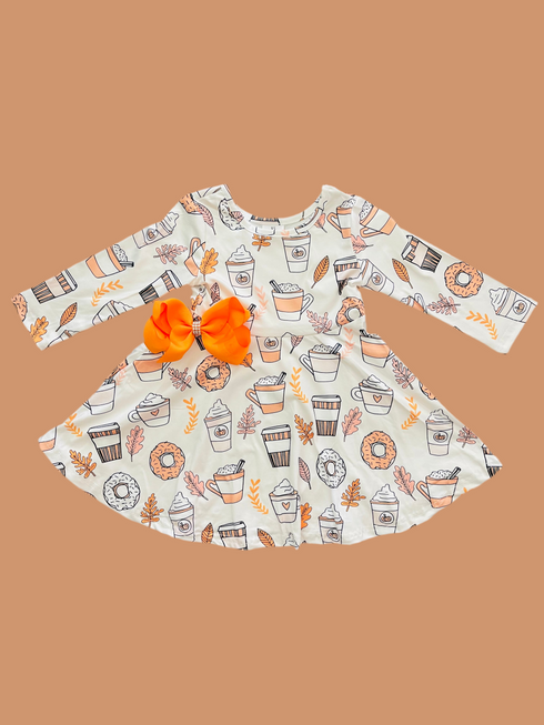 Bowtism Pumpkin Spiced Twirl Dress with Matching Bow - Bowtism