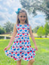 Girls Patriotic Cupcake Dress with Matching Bow - Bowtism