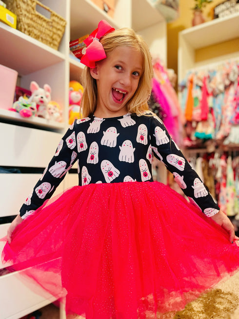 Bowtism Pink Ghost Tutu Dress with Matching Bow - Bowtism