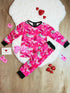 Bowtism Retro Love Sick Pajama Pants Set With Matching Bow - Bowtism
