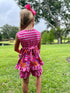 Girls Pink Summer Floral Shorts Set with Matching Bow - Bowtism