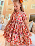 Girls Fall Floral Bow Dress with Matching Bow - Bowtism