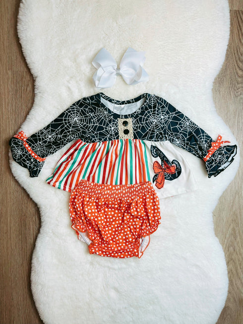 Bowtism Baby Halloween Witch Hat Bummie Set with Matching Bow - Bowtism