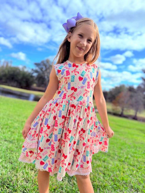 Girls Spring Gummy Bear Dress with Matching Bow