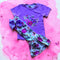 Girls Purple Floral Flare Pants Set with Matching Bow