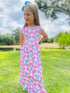 Girls Preppy Seahorse Long Beach Dress with Matching Bow - Bowtism