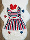 Bowtism Lace Red White Blue Ruffle Star Dress with Matching Bow - Bowtism