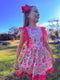 Girls Pink Easter Twirl Dress with Matching Bow