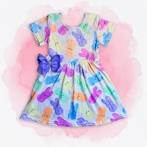 Girl’s Pastel Peeps Dress with matching bow