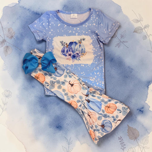 Blue Pumpkin Girls Fall Flare Set with Matching Bow