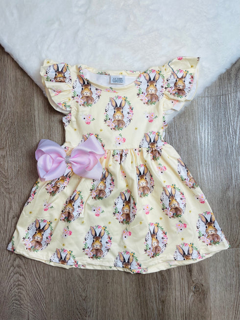 Bowtism Lina Floral Bunny Dress with Matching Bow - Bowtism