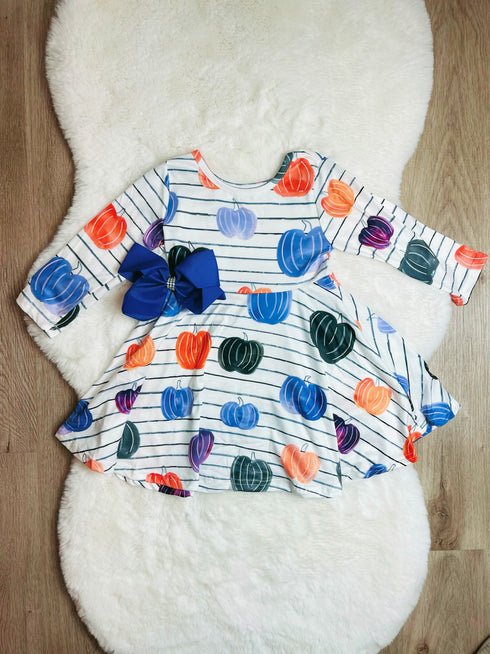 Bowtism Kelly Pumpkin Twirl Dress - Bowtism