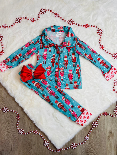 Bowtism Christmas Nutcracker Pajamas with Matching Bow - Bowtism