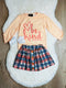 Bowtism Girls Be Kind Fall Plaid Skirt with Built in Shorts with Matching Bow - Bowtism