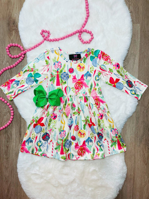 Bowtism Ornament Christmas Dress with Matching Bow - Bowtism