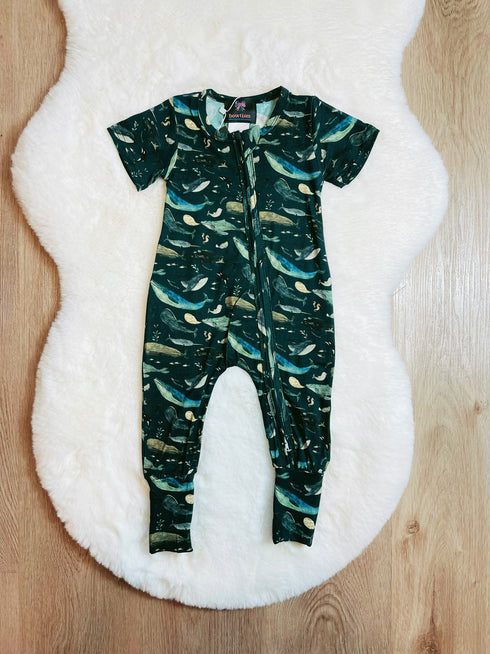 Bowtism Bamboo Baby Whale Sea Romper - Bowtism