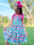 Girls Pink Flamingo Twirl Dress with Matching Bow - Bowtism