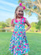 Girls Pink Flamingo Twirl Dress with Matching Bow - Bowtism
