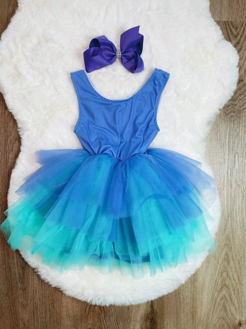 Bowtism Girls Purple Birthday Party Layered Extra Fluffy Tutu Dress With Matching Bow - Bowtism