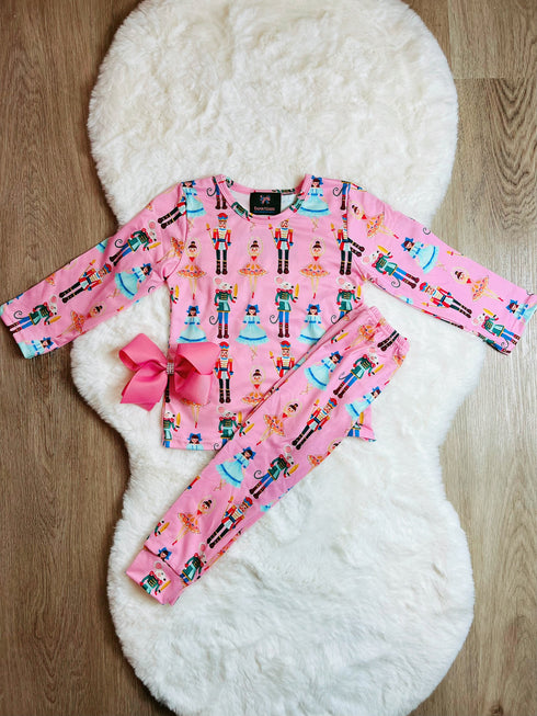Bowtism Nutcracker Pajamas Pants Set with Matching Bow - Bowtism