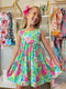 Bowtism Girls Tropical Floral Dress with Matching Bow - Bowtism
