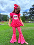 Girls Flare Pants Outfit Set with Matching Bow