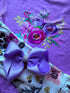 Girls Purple Floral Flare Pants Set with Matching Bow