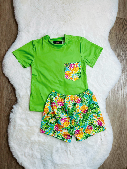 Bowtism Boys Pineapple Paradise Shorts Set - Bowtism