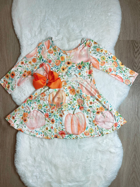 Bowtism Pastel Harvest Dress with Matching Bow - Bowtism