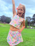 Girls Retro Theme Park Skort Set with Matching Bow