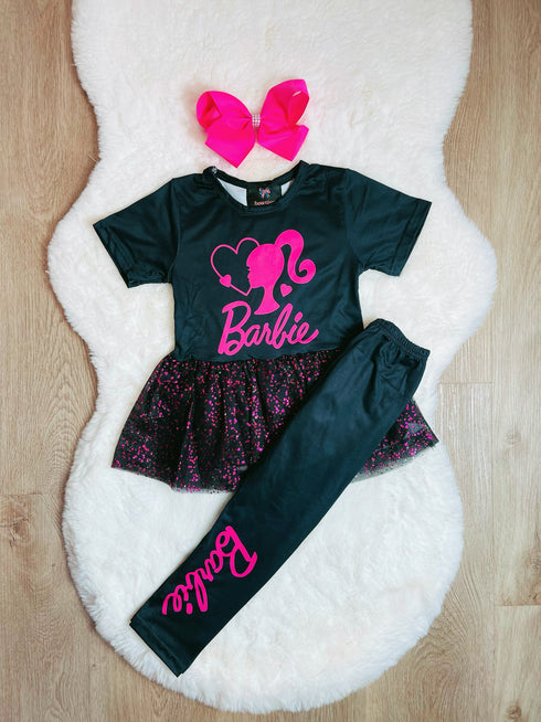 Bowtism Glitter Girl Pants Set with Matching Bow - Bowtism