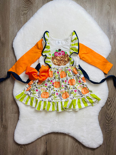 Bowtism Glitter Harvest Dress with Matching Bow - Bowtism