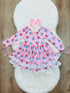 Bowtism Christmas Mistletoe Candy Cane Lace Twirl Dress with Matching Bow - Bowtism