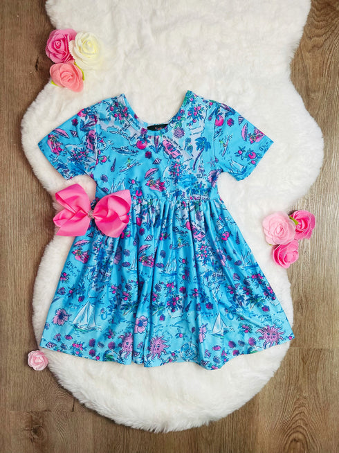 Bowtism Florida Life Dress with Matching Bow - Bowtism