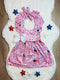 Bowtism Pink July 4th Dress with Matching Bow - Bowtism