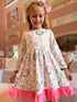 Girls Pink Preppy Christmas Dress with Matching Bow - Bowtism