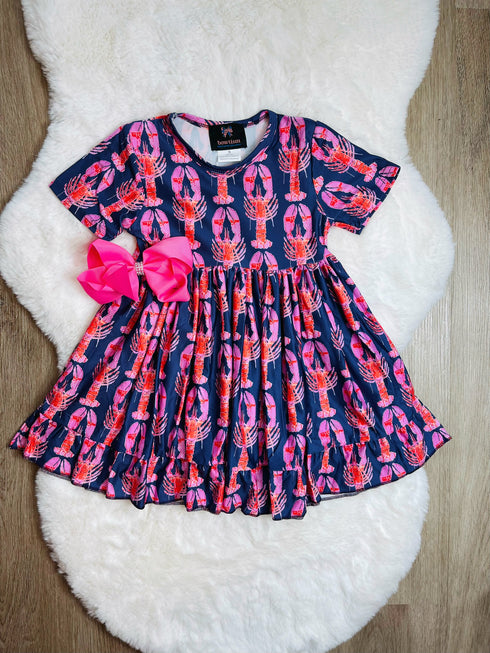 Bowtism Lobster Yacht Party Dress with Matching Bow - Bowtism