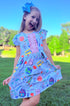 Girls Science Print Dress with Matching Bow
