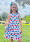 Girls Patriotic Cupcake Dress with Matching Bow - Bowtism