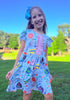 Girls Science Print Dress with Matching Bow