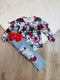 Bowtism Holiday Denim Floral Pants Set with Matching Bowl - Bowtism