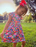 Girls Vibrant Flamingo Flutter Dress with Matching Bow - Bowtism