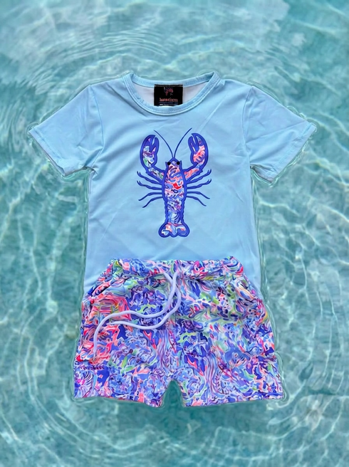 Boys Tropical Lobster Vacation Shorts Set