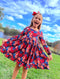 Girls' Pink Fall Floral Dress with Matching Hair Bow