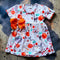 Girls Spooky Halloween Dress, Short Sleeve Twirl Dress with Matching Bow