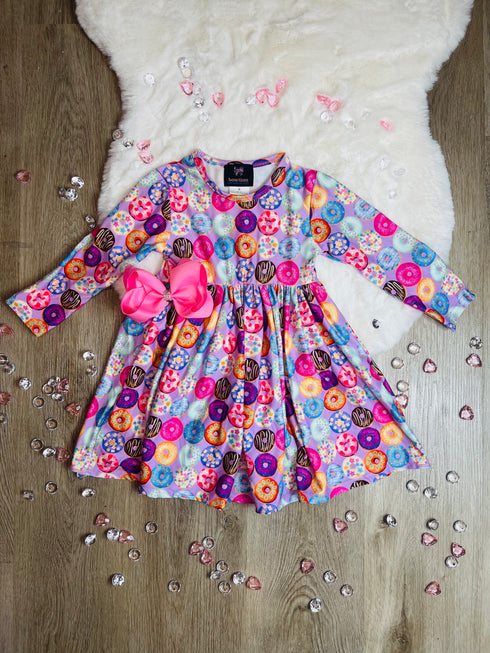 Bowtism Donut Lover Twirl Dress With Matching Bow - Bowtism