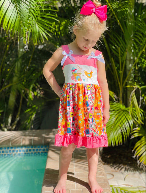 Bowtism Sweet Easter Chick Dress with Matching Bow - Bowtism