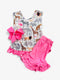 Girls Pink Zoo Animal Ruffle Shorts Set with Matching Bow - Bowtism