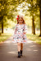 Girls Halloween Boo Witch Hat Twirl Dress with Matching Bow