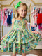 Bowtism Paradise Palms Layered Dress With Matching Bow - Bowtism